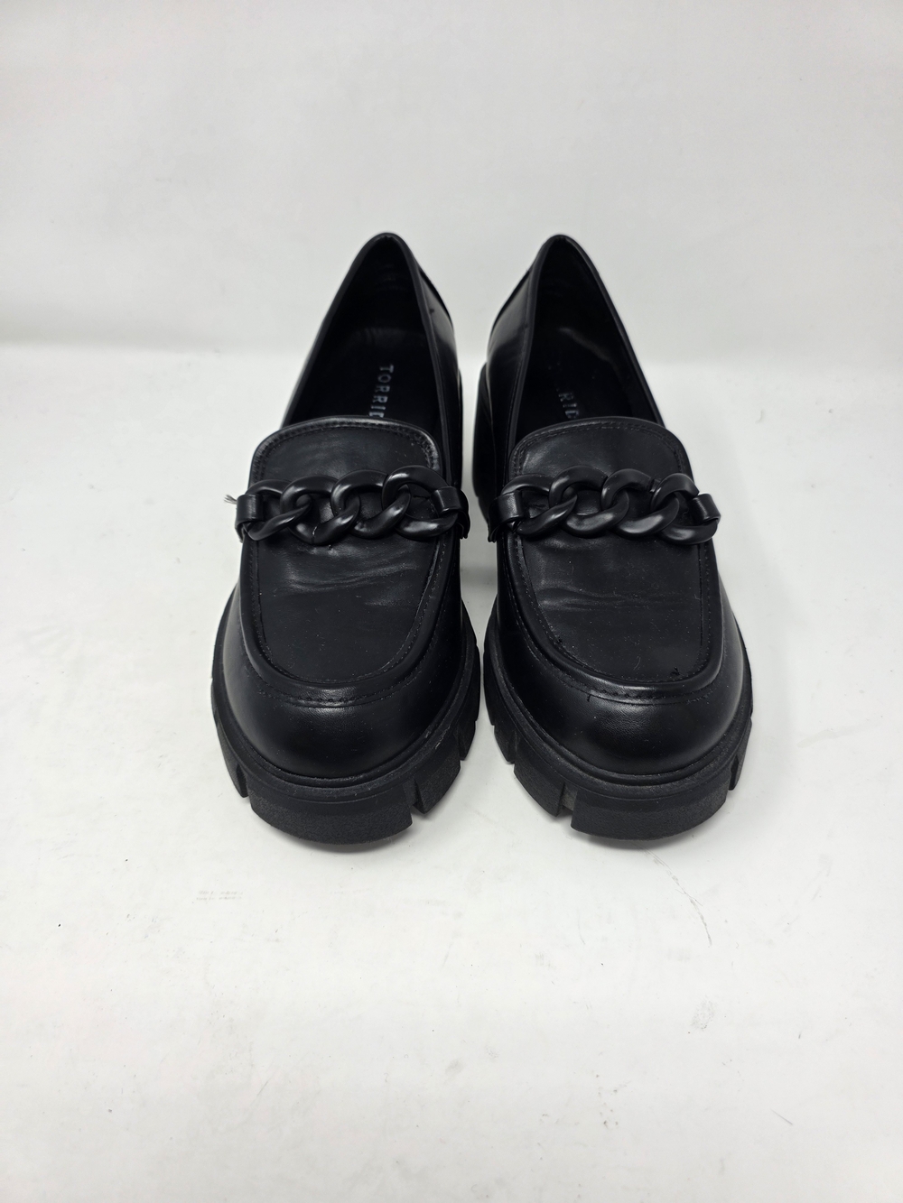 Torrid Black Chain Link Chunky Lug Sole Loafers Block Heel Shoes Women 8.5 WW